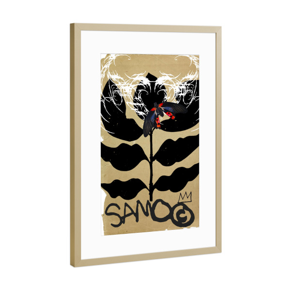 Poster mit Rahmen Gold "Gothic Bloom" artboxONE - Floral,Abstrakt