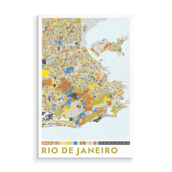 Holzbild "Rio de Janeiro Color" artboxONE - Städte / Rio de Janeiro,Kartografie