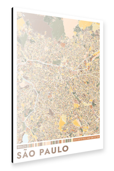 Alu-Dibond "Sao Paulo Color Map" 30x20 cm artboxONE