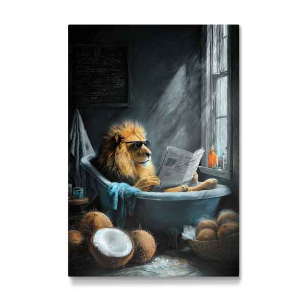 Galerie-Print "Löwe nimmt ein Bad A" 75x50 cm artboxONE