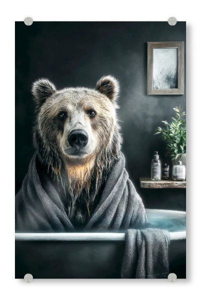 Acrylglasbild "Bär nimmt ein Bad" artboxONE - Tiere,Lustig - Bad,Badewanne,Badezimmer,Tier,Entspannen,Spa,Bär