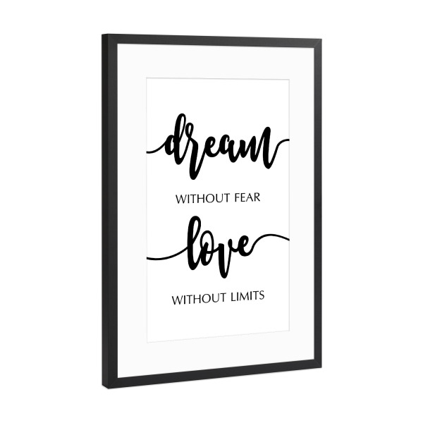 Poster mit Rahmen Schwarz (Metallic) "Liebe ohne Grenzen" artboxONE - Typografie,Menschen,Liebe