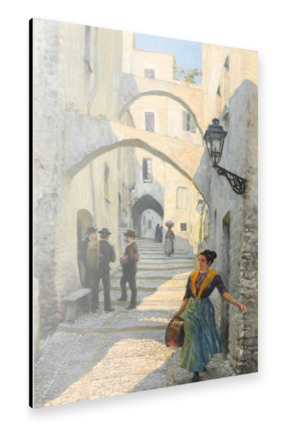 Alu-Dibond "Straßenleben in San Remo" 75x50 cm artboxONE