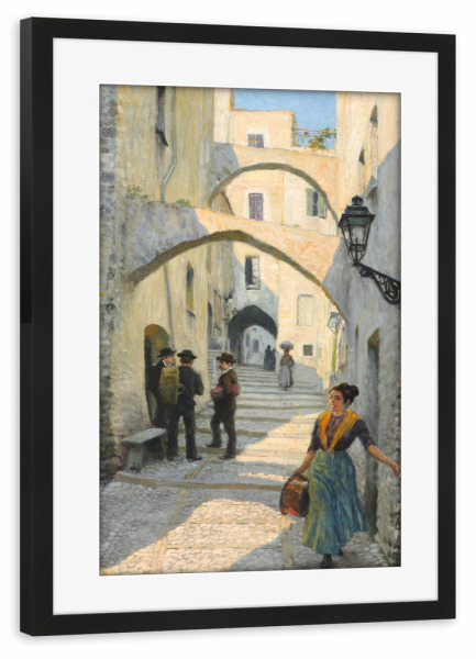 Poster mit Rahmen schwarz "Straßenleben in San Remo" artboxONE - Städte,Architektur,Städte / Weitere