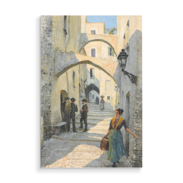 Holzbild "Straßenleben in San Remo" artboxONE - Städte,Architektur,Städte / Weitere
