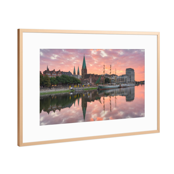 Poster mit Rahmen Kupfer "Blick zur Schlachte in Bremen" artboxONE - Städte,Reise,Architektur