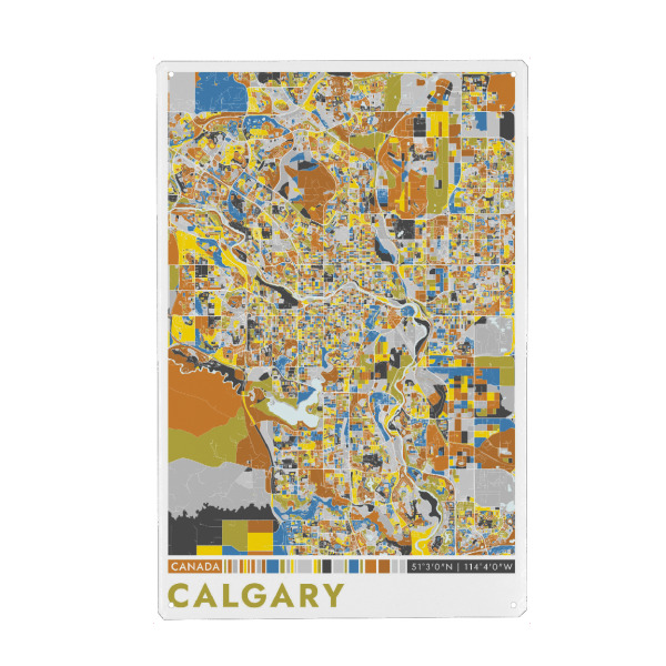 Metall Poster "Calgary Color" artboxONE - Städte / Weitere,Kartografie