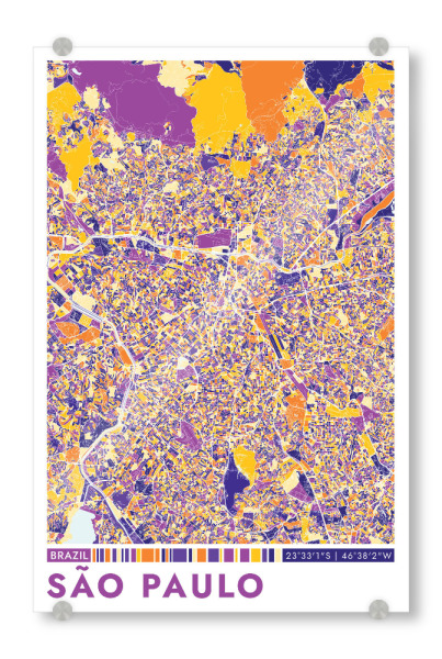 Acrylglasbild "Stadt Sao Paulo Colormap" artboxONE - Städte / Weitere,Kartografie