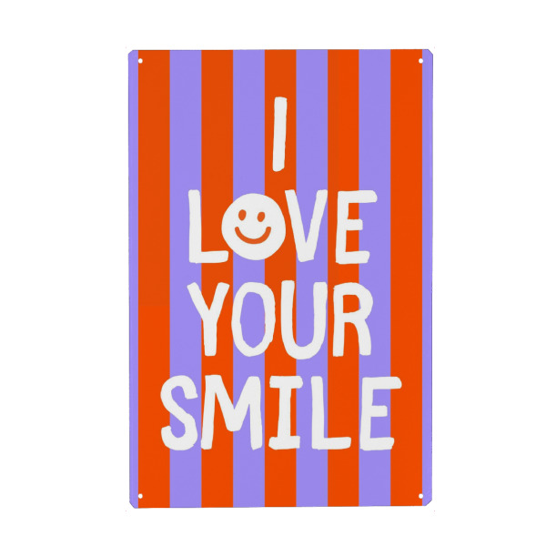 Metall Poster "Ich liebe dein Lächeln" artboxONE - Typografie,Für Kinder,Liebe,Lustig