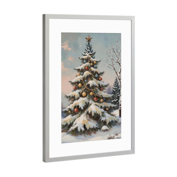 Poster mit Rahmen Silber "Weihnachtsbaum Winterwunderland" artboxONE - Natur,Abstrakt,Liebe,Weihnachten