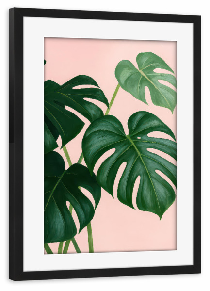 Poster mit Rahmen schwarz "Monstera-Pflanze tropisches Blatt" artboxONE - Natur,Floral