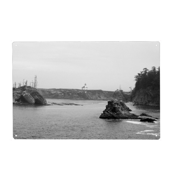 Holzbild "Cape Arago Lighthouse" artboxONE - Natur,Reise,Schwarzweiß,Reise / Strand und Meer,Reise / Länder