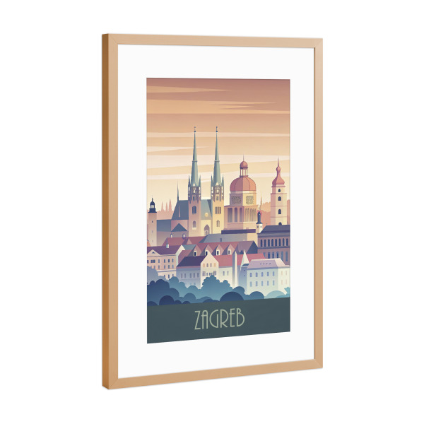 Poster mit Rahmen Kupfer "Die Skyline von Zagreb" artboxONE - Städte,Reise,Architektur