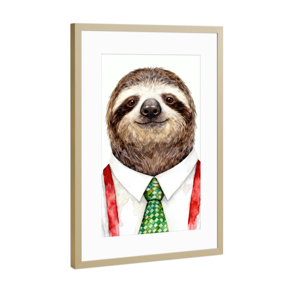 Poster mit Rahmen Gold "Faultier" artboxONE - Tiere,Lustig