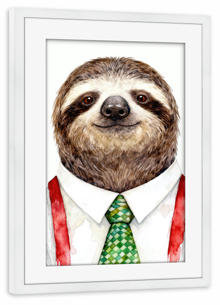 Poster mit Rahmen weiß "Faultier" artboxONE - Tiere,Lustig