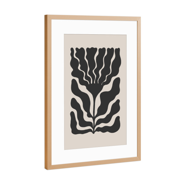 Poster mit Rahmen Kupfer "Tagesblüte – Grau" artboxONE - Natur,Floral,Abstrakt