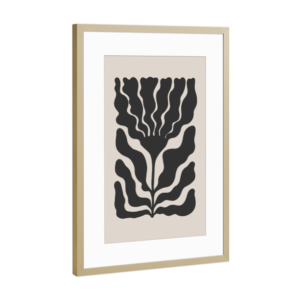 Poster mit Rahmen Gold "Tagesblüte – Grau" artboxONE - Natur,Floral,Abstrakt