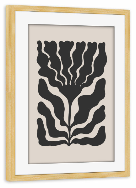 Poster mit Rahmen kiefer "Tagesblüte – Grau" artboxONE - Natur,Floral,Abstrakt