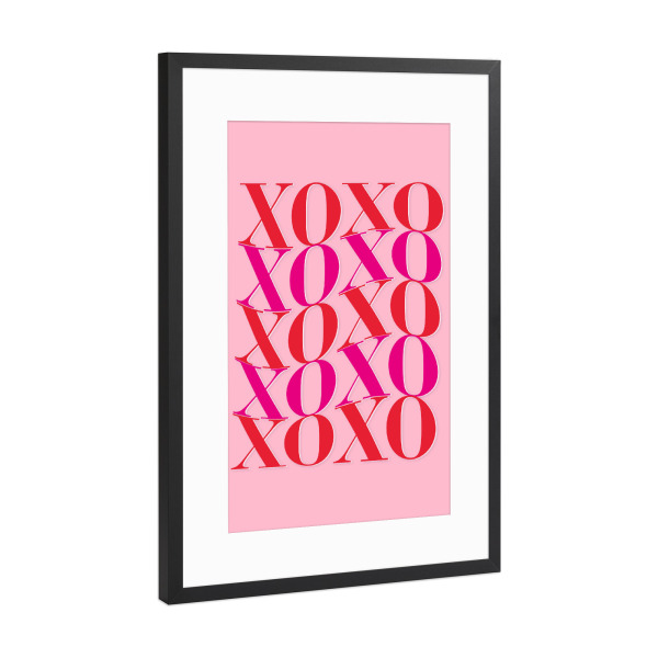 Poster mit Rahmen Schwarz (Metallic) "XOXO. Küsse und Umarmung" artboxONE - Typografie,Liebe,Lustig