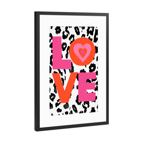 Poster mit Rahmen Schwarz (Metallic) "Wilde Liebe Vibes" artboxONE - Typografie,Tiere,Liebe