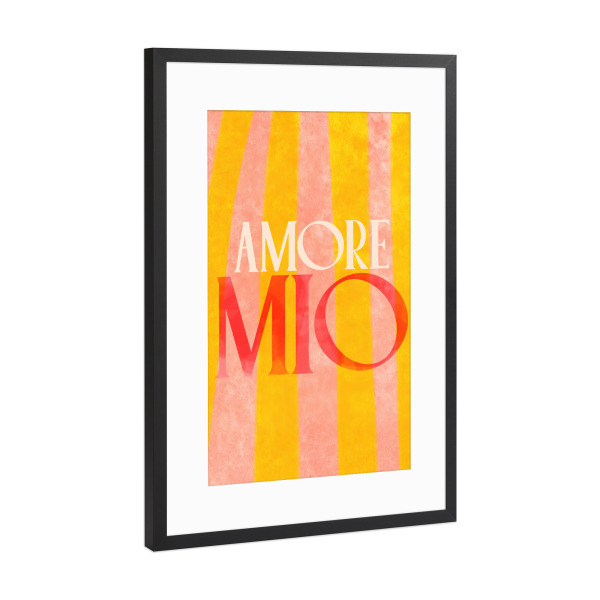 Poster mit Rahmen Schwarz (Metallic) "Amore Mio" artboxONE - Typografie,Liebe