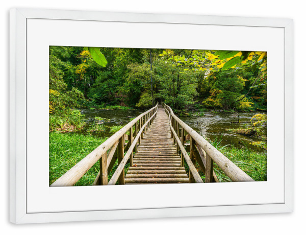Poster mit Rahmen weiß "Brücke im Warnowdurchbruchstal" artboxONE - Natur,Reise