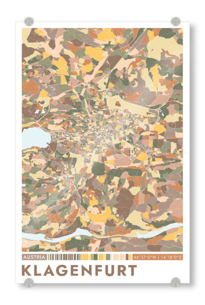 Acrylglasbild "Klagenfurt Color Map" artboxONE - Städte / Weitere,Kartografie