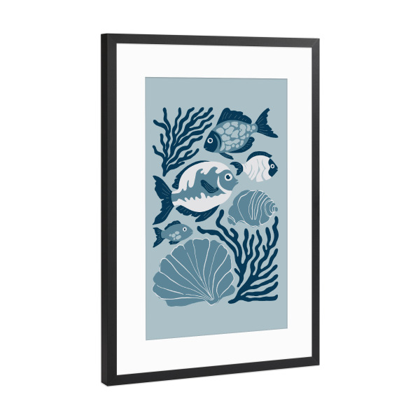 Poster mit Rahmen Schwarz (Metallic) "Tropischer Fisch" artboxONE - Natur,Tiere,Abstrakt,Reise / Strand und Meer