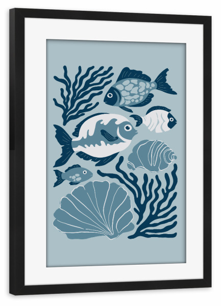 Poster mit Rahmen schwarz "Tropischer Fisch" artboxONE - Natur,Tiere,Abstrakt,Reise / Strand und Meer