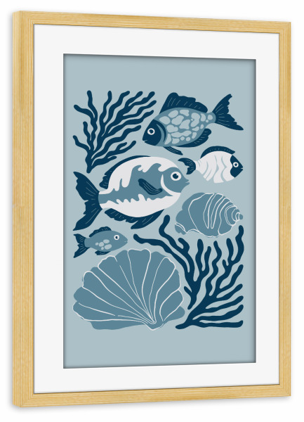 Poster mit Rahmen kiefer "Tropischer Fisch" artboxONE - Natur,Tiere,Abstrakt,Reise / Strand und Meer