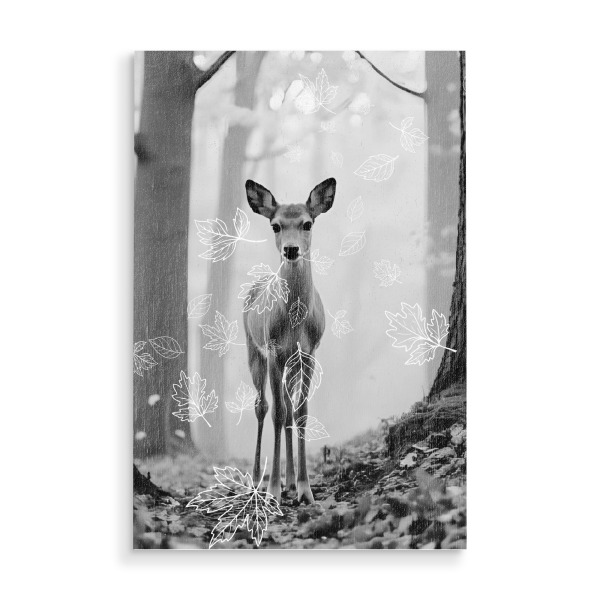 Holzbild "Reh im Wald - SW" artboxONE - Natur,Für Kinder,Tiere,Weihnachten