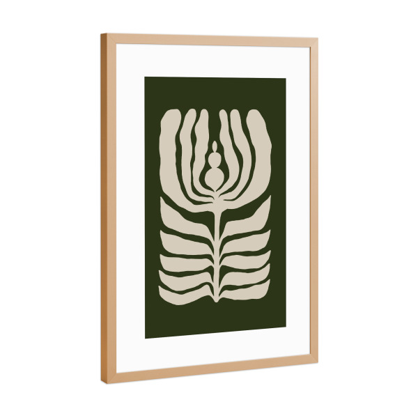 Poster mit Rahmen Kupfer "Nachtblüte - Grün" artboxONE - Natur,Floral,Abstrakt