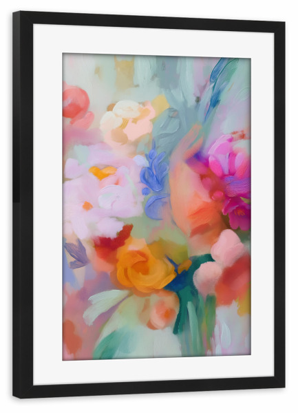 Poster mit Rahmen schwarz "Blumige Pastell Natur" artboxONE - Natur,Floral,Abstrakt