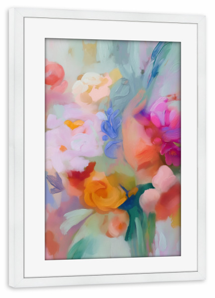 Poster mit Rahmen weiß "Blumige Pastell Natur" artboxONE - Natur,Floral,Abstrakt