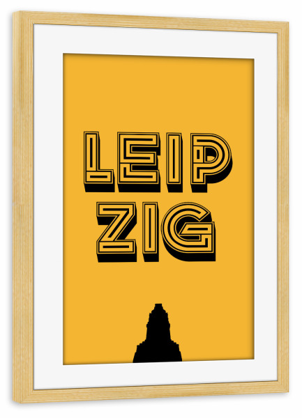 Poster mit Rahmen kiefer "Leipzig Pop-Art" artboxONE - Städte,Typografie,Reise,Reise / Länder,Städte / Weitere