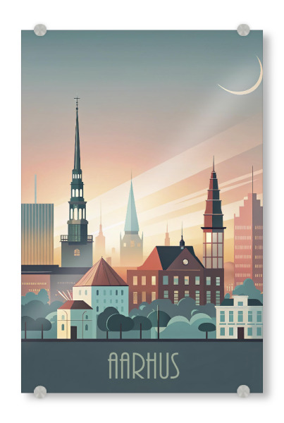 Acrylglasbild "Minimalistische Skyline von Aarhus" artboxONE - Städte,Reise,Architektur