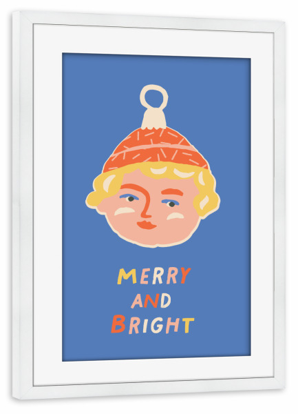 Poster mit Rahmen weiß "Happy Christmas (68)" artboxONE - Für Kinder,Weihnachten,Für Mama - Weihnachten,Merry and bright,Christmas,Engel,Pastell