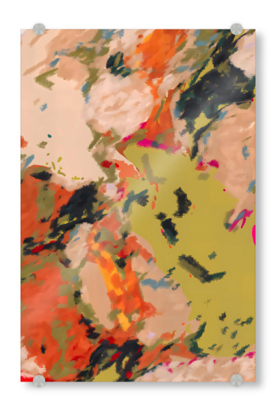 Acrylglasbild "Sanftes Chaos" artboxONE - Abstrakt - Abstrakt,Melone,Olivgrün,Orange,Rost,Unordentlich