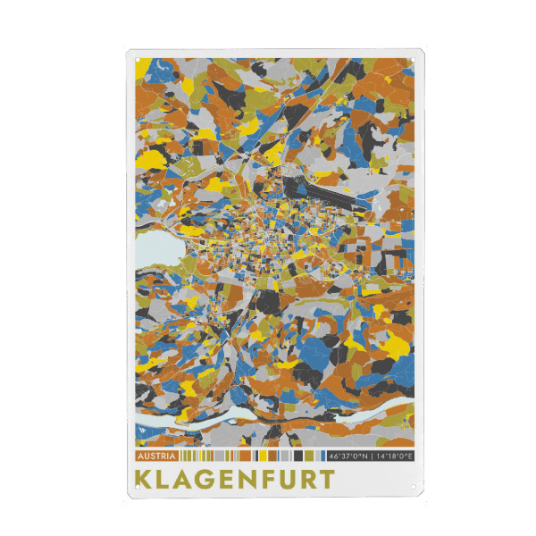 Metall Poster "Klagenfurt Color" artboxONE - Städte / Weitere,Kartografie