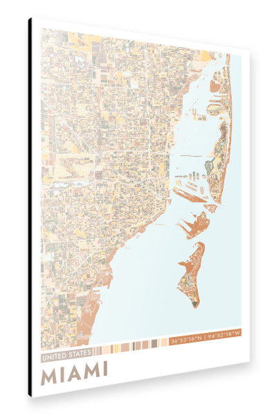 Alu-Dibond "Miami Color Map" 30x20 cm artboxONE