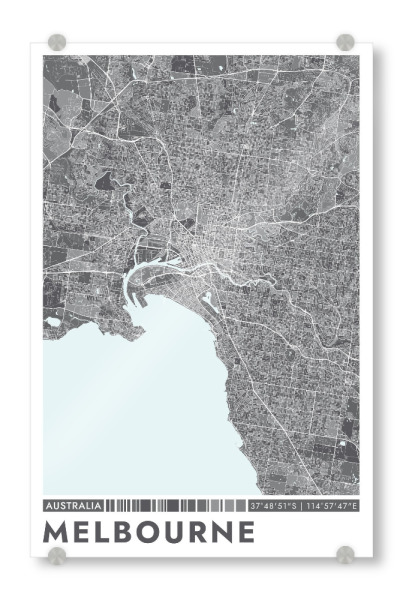 Acrylglasbild "Melbourne City Color" artboxONE - Städte / Weitere,Kartografie