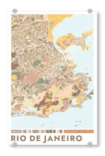 Acrylglasbild "Rio de Janeiro Color Map" artboxONE - Städte / Rio de Janeiro,Kartografie