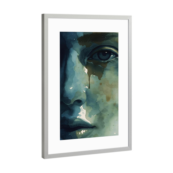 Poster mit Rahmen Silber "Melancholie im Blick" artboxONE - Abstrakt,Menschen