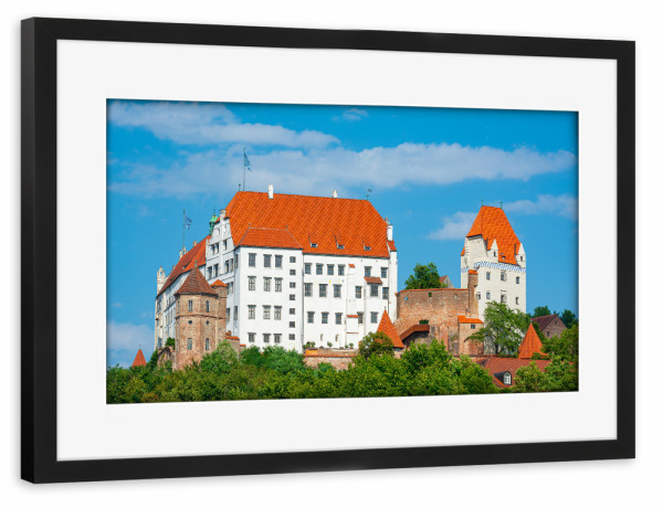Poster mit Rahmen schwarz "Landshut im Sommer" artboxONE - Städte,Architektur - Burg trausnitz,Festung,Landshut,Altstadt,Bayern,Deutschland,Sommer