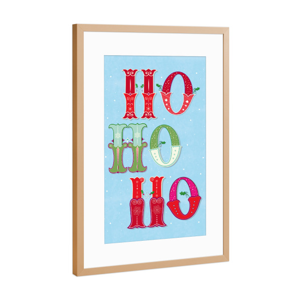Poster mit Rahmen Kupfer "Weihnachtliches Ho, Ho, Ho" artboxONE - Typografie,Weihnachten