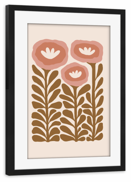 Poster mit Rahmen schwarz "Blumenaufgang in Rosa" artboxONE - Floral,Für Kinder,Abstrakt