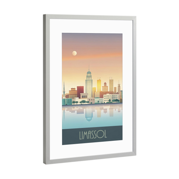 Poster mit Rahmen Silber "Die Skyline von Limassol" artboxONE - Städte,Reise,Abstrakt,Architektur