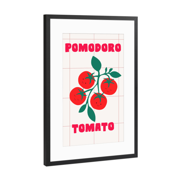 Poster mit Rahmen Schwarz (Metallic) "Pomodoro-Tomate" artboxONE - Für Kinder,Essen & Trinken,Essen & Trinken / Obst & Gemüse