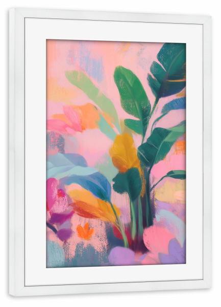 Poster mit Rahmen weiß "Sommertraum Exotik Palmen" artboxONE - Natur,Floral,Abstrakt