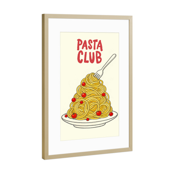 Poster mit Rahmen Gold "Pasta Club, Italian Retro Vibes" artboxONE - Essen & Trinken,Essen & Trinken / Obst & Gemüse